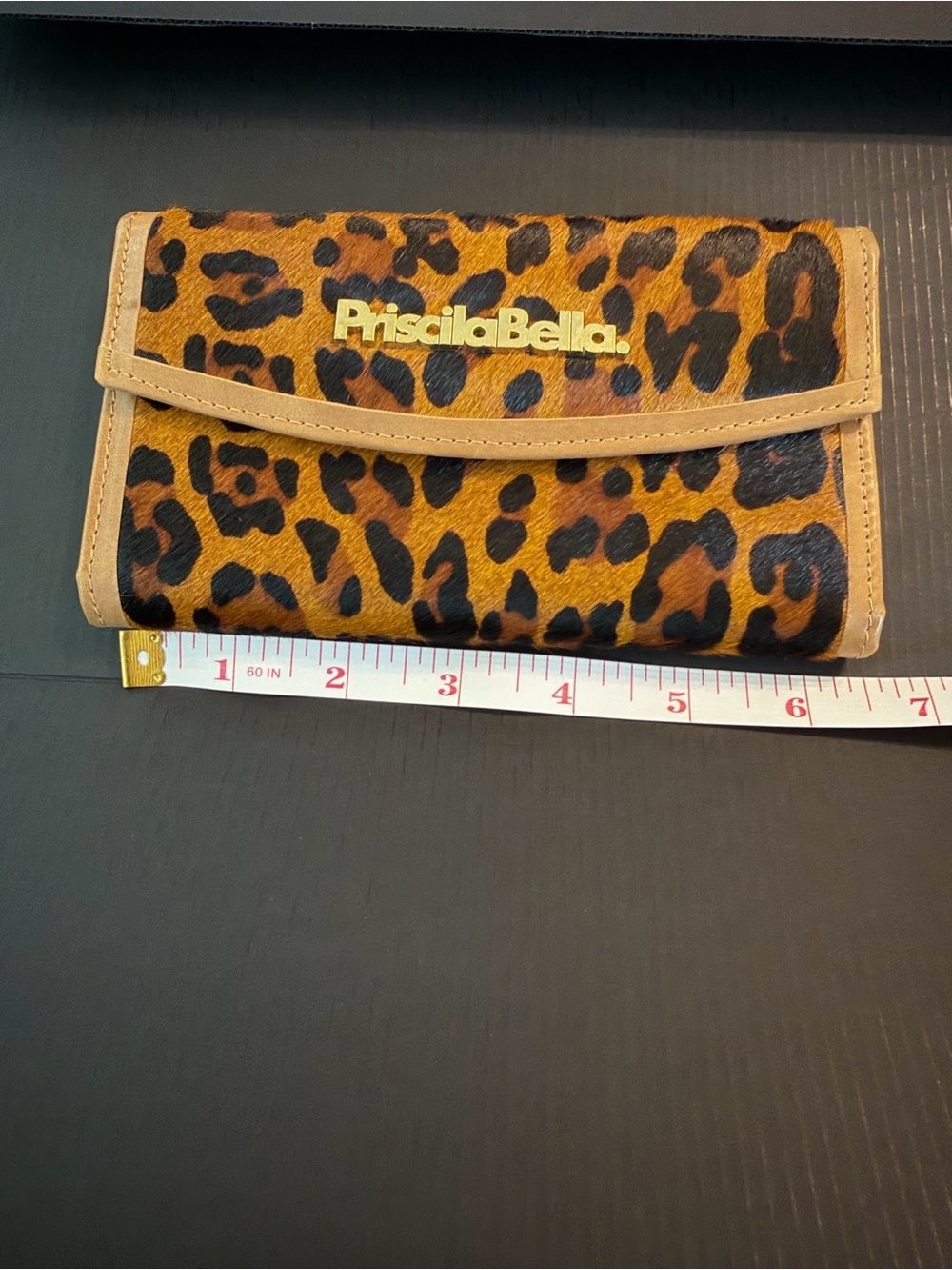 Leopard Print Foldover Wallet - Tan and Black